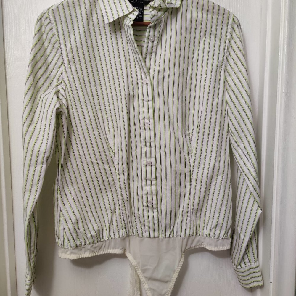 MODA INTERNATIONAL Long Sleeve Button Up Shirt Body Suit